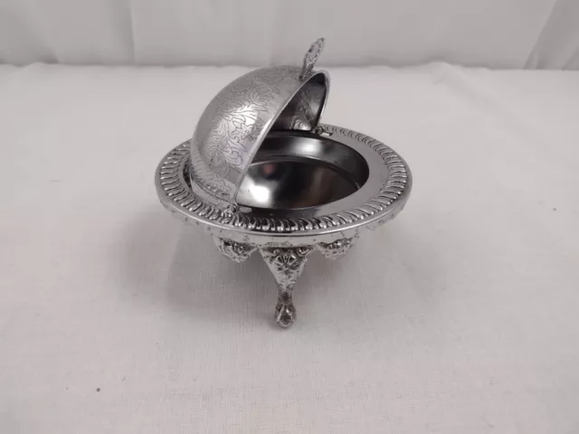 Silver Plate Roll Top Butter Dish Caviar Dome