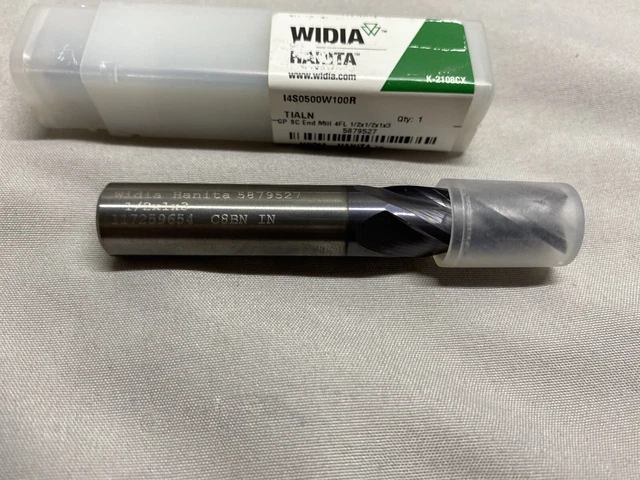 Widia Hanita Solid Carbide Endmill, 1/2" x 1/2" x 1" x 3" 4FL TIALN, #5879527