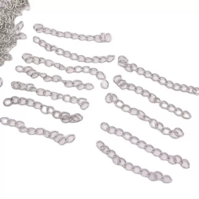 100 PCS Extender Chain 50mm Long Silver Necklace Bracelet Extended