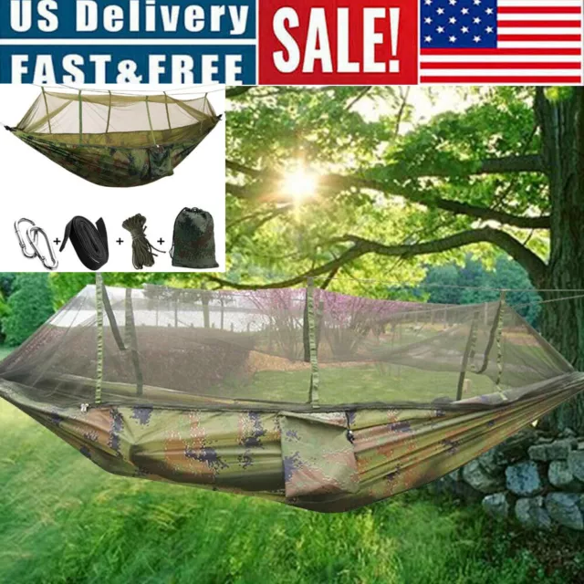 600lbs Double Person Camping Hammock Tent with Mosquito Net Hanging Sleeping Bed