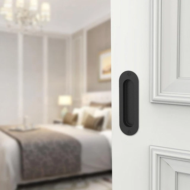 Matte Black Sliding Barn Door Handle Finger Flush Handle for Cupboard Closet 2