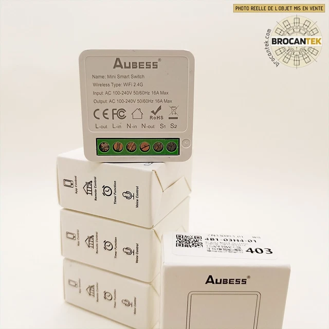 Lot de 4 module AUBESS 16A Tuya Wifi Smart Switch 2 voies Commutateur Sans Fil C