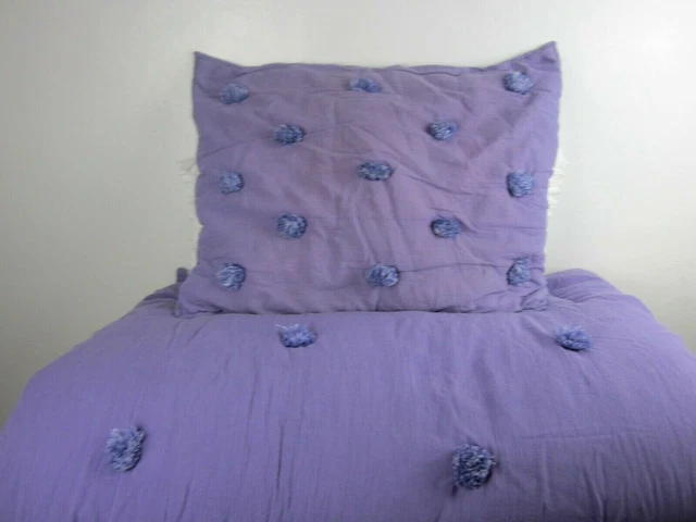 POTTERY BARN PB Teen Purple Twin Size Crinkle Puff Comforter