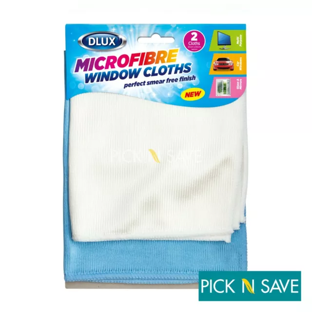 2 Microfibre Cleaning Cloth Window Glass Surfaces Screen Kitchen Multi Purpose