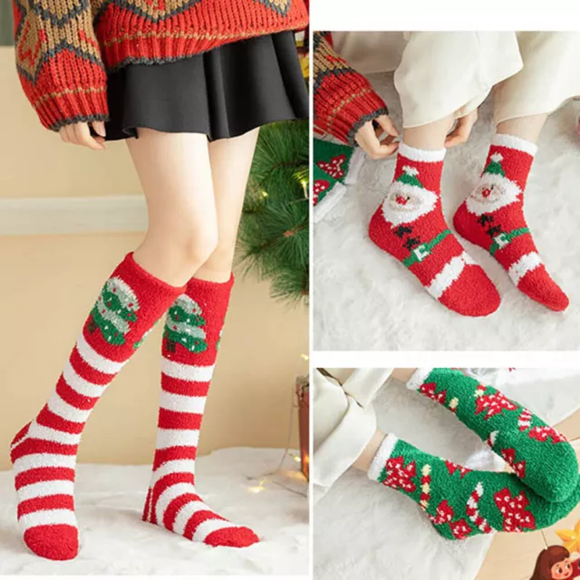 Calcetines de Navidad Cálido Invierno Pantufla Estampado Vellón Coral Regalos "