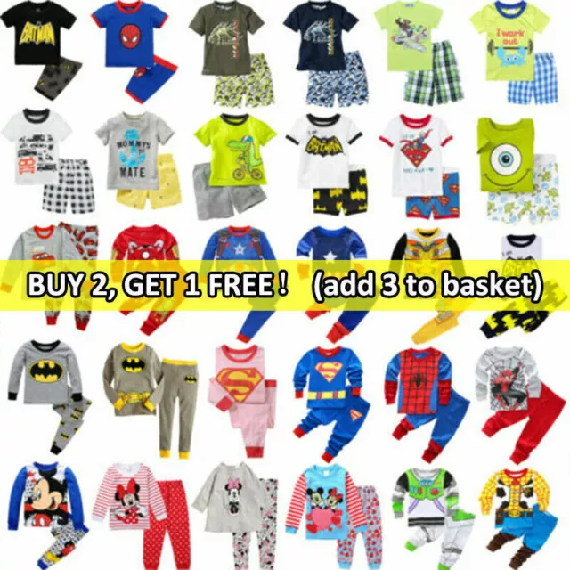 Kids Boys Girls Pyjamas Sets Short/Long Nightwear Sleepwear Pajamas PJs Outfits