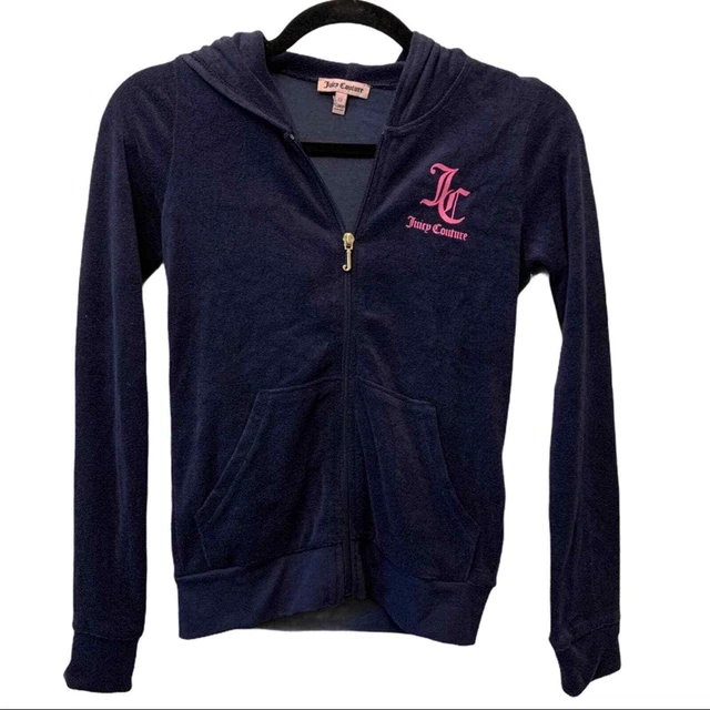 Girl's Size 12 Juicy Couture Navy Regal Robertson Velour Full Zip Track Jacket