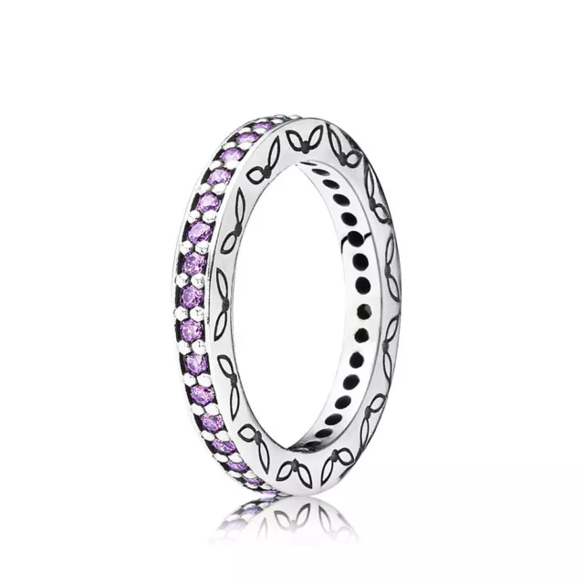 Bague Pandora véritable pourpre éternité 190618CFP flambant neuve - Taille 52