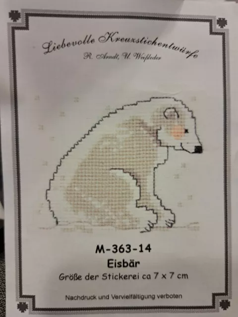 Stickvorlage Kreuzstich Stickbild point de croix Patchwork Eisbär LKE LIEBEVOLLE