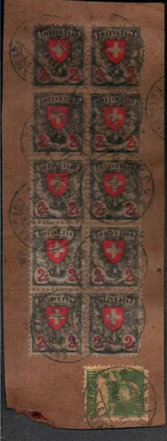 Schweiz Nr. 197 gestempelt 10er Block auf Briefstück