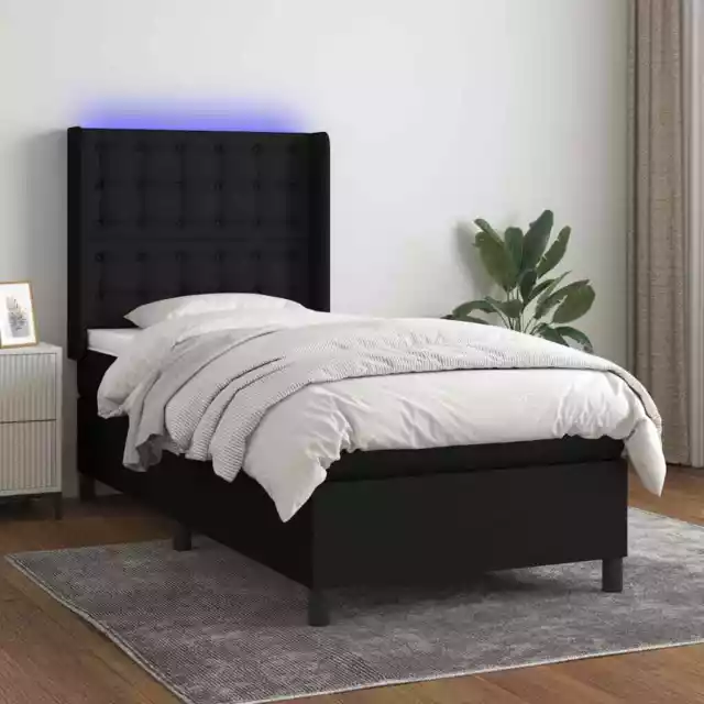 Cama Box Spring Colchón y Luces LED Somier Mueble de Dormitorio Tela vidaXL 2