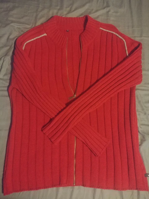 Gilet rouge à fermeture éclair - Taille XL - 30% laine 70% acrylique - Neuf