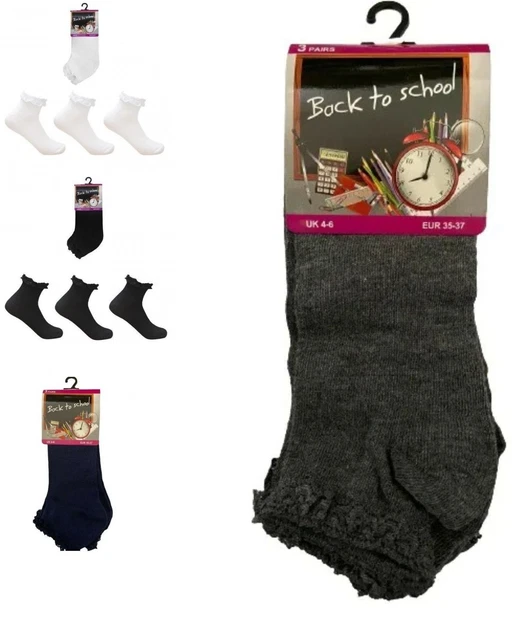 UK School Girls Kids Lace Frill Ankle Frilly Summer Cotton Rich Uniform Socks