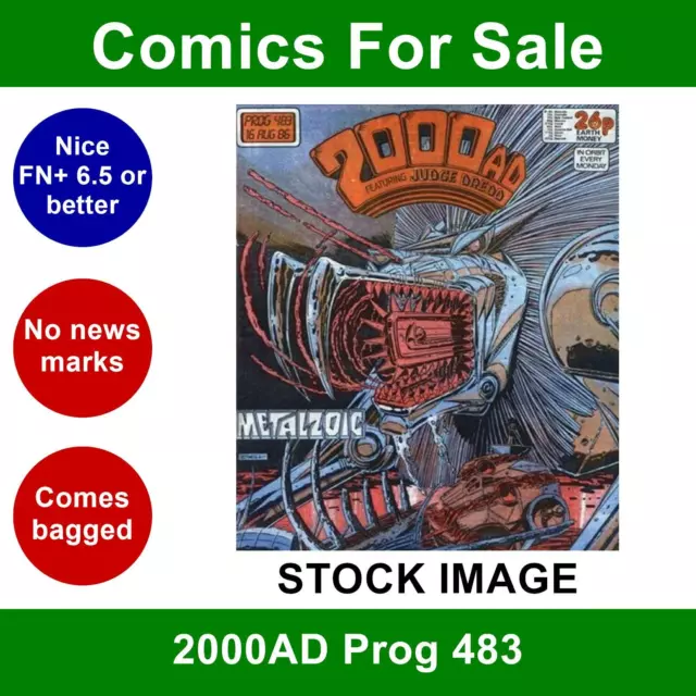 2000AD #483 prog comic - Nice FN+ clean - First Metalzoic. NO FREE GIFT. - 1986