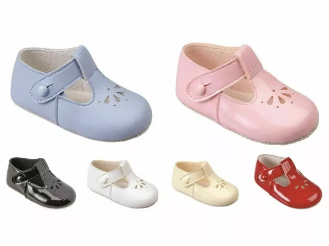 Baby Girls/Boys Bay Pods Soft Pram Shoes Pink,White,Black,Cream,Blue Size0,1,2,3