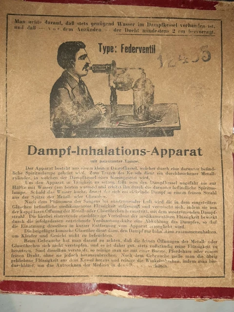 Dampf-Inhalations-Apparat, Type: Federventil, 30er Jahre