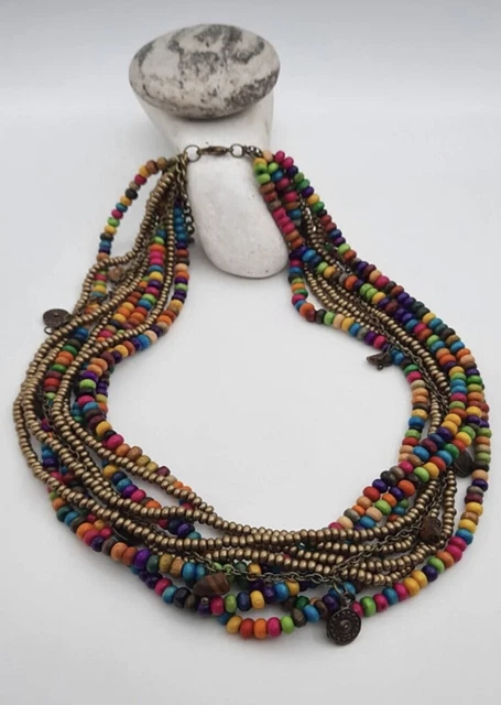 handmade necklace bracelet set- bead wooden neckace set.