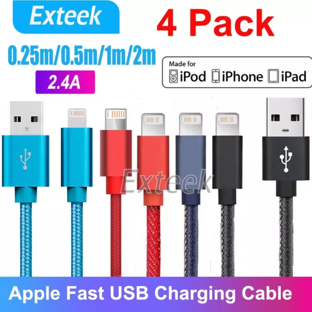 4X Fast USB Cable Charger Charging cord For Apple iPhone 7 8 X 11 12 13 Pro iPad