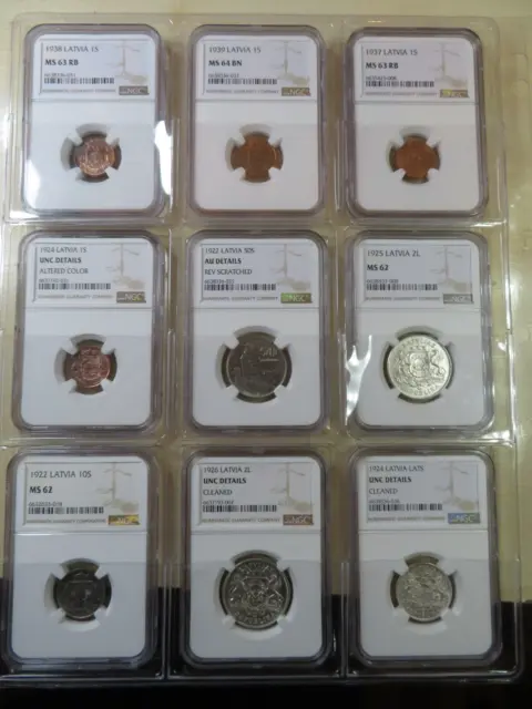 Set of Latvia NGC graded coins