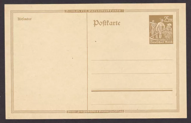 DR/1923 / Ganzsache  -  Postkarte P  I  -  ungebraucht  !!