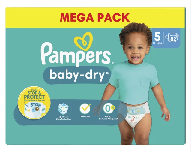 Mega Pack 82 Couches PAMPERS Baby-Dry Taille 5 (11 à 16 KG) Lot Changes Bébé