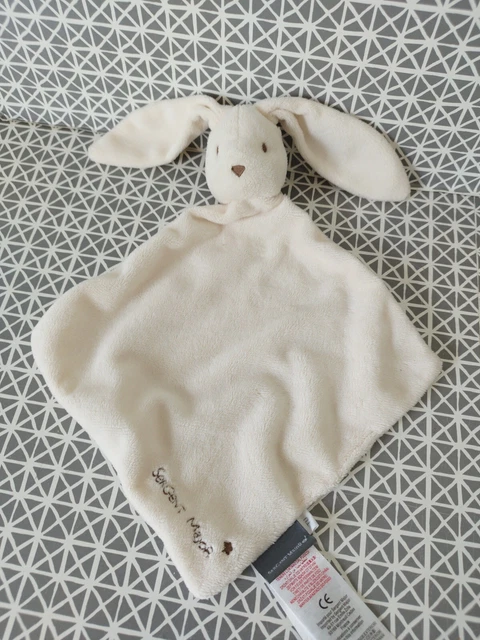 Doudou plat lapin blanc crème écru beige  Sergent Major