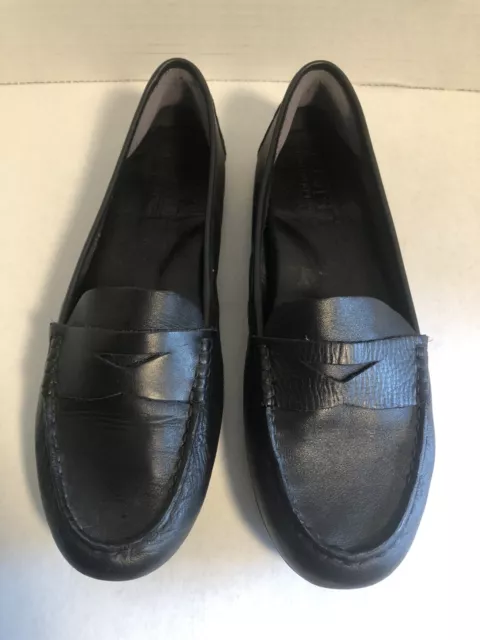 Born Women's Size 7 Black Leather Penny Loafers Slip On Casual Shoes Flats