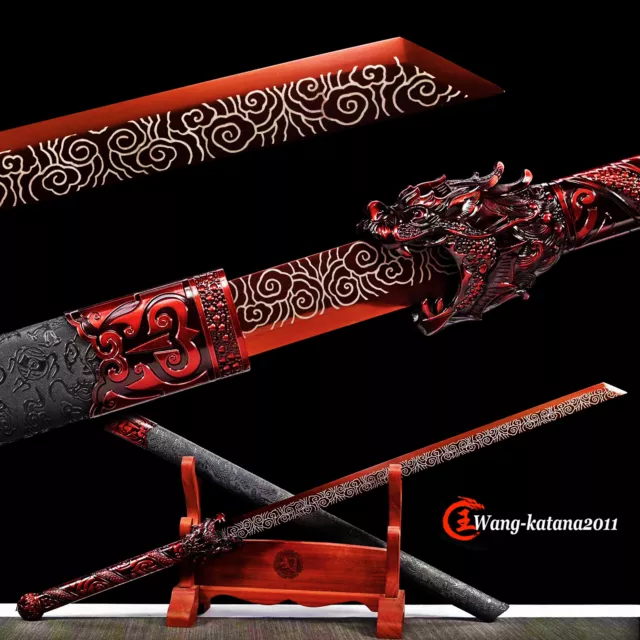 44''Red Dragon Broadsword 1095 Steel Sharp Chinese Tang Dao唐刀 Functional Sword