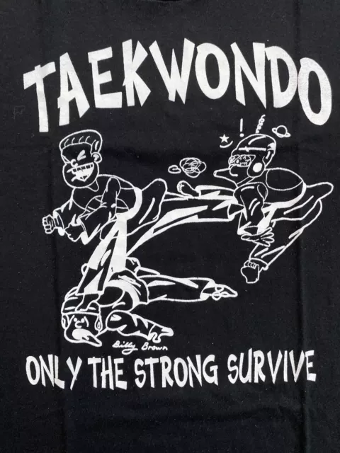 VINTAGE 90s MARTIAL ARTS CHAMPIONSHIP TAEKWONDO T SHIRT CARTOON JERZEES USA XL