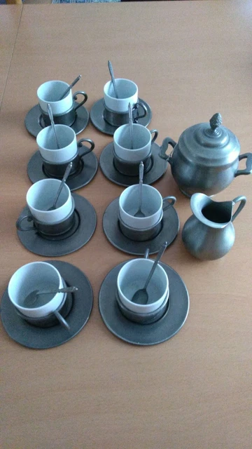 Service à Café Ancien En étain - Cafetière, Sucrier, Pot à Lait - France