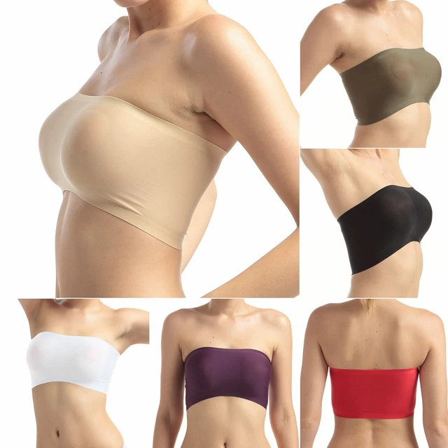 Damen Seamless Bandeau BH Bra Sport Push Up Büstenhalter Trägerlos Gr. S M L