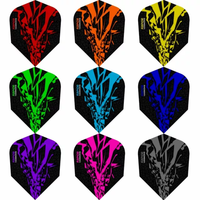 5 SETS [15] Harrows Rapide X Dart Flights Plain Colours Tough Standard Shape