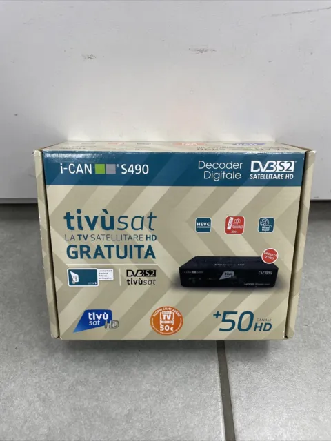 I-CAN S490 Decoder Digitale Satellitare DVB-S2/HEVC 10 bit tivùsat HD Senza Card