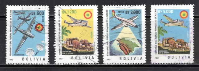 Bolivia Stamp Scott #C241-C244, Air Mail, Armed Forces, Set of 4, Used, SCV$2.30