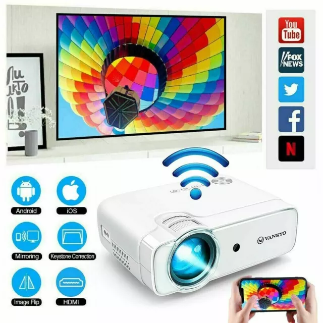 VANKYO Leisure 430W 1080P HD WIFI Mini Android Projector Home Movie Theatre UK