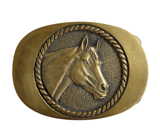 VINTAGE 1978 BTS Solid Brass Horse Head Belt Buckle Western  display picture 3