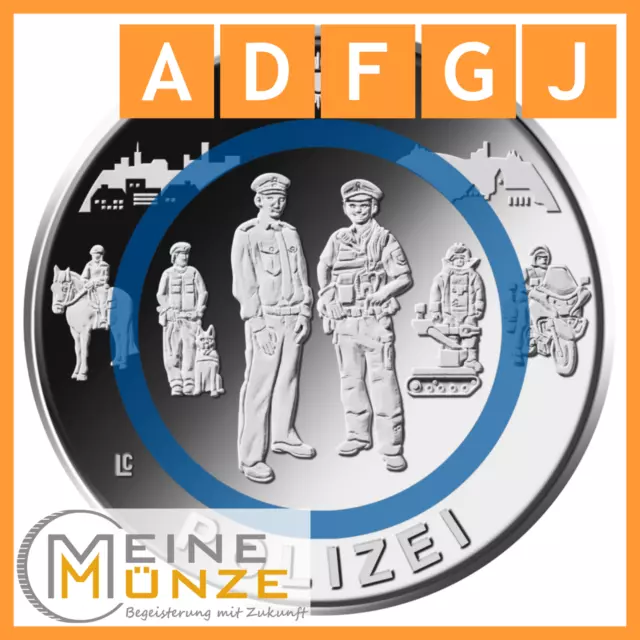 10 Euro Münze 2024 POLIZEI Im Dienst der Gesellschaft Deutschland A D F G J