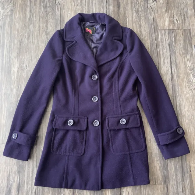 Y2K Forever 21 Button Up Pea Coat Blazer Fully lined Deep Purple Women Small EUC