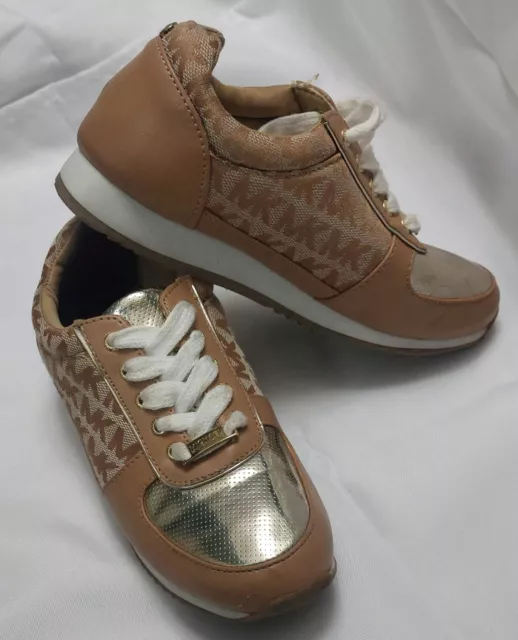 Michael Kors Girl's Havana-dd Sneaker Shoes Tan Lace Up Size 2