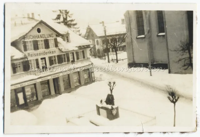 Oberstdorf 1927 - Buchhandlung X. Volderauer Winter - Altes kleines Foto 1920er