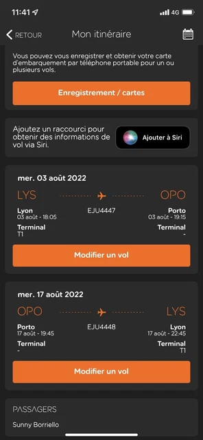 Billet D’avion A/R Lyon/porto