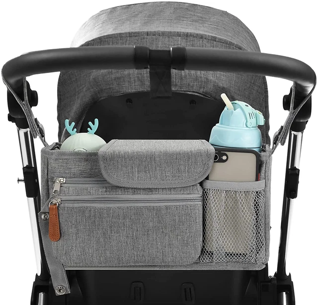 Universal Stroller Organizer, 2 Cup Holders & Detachable Bag with Shoulder Strap