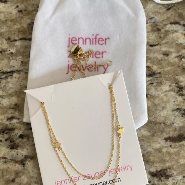 Jennifer Zeuner Gold Tone Double Chain Adjustable Dainty Star Necklace