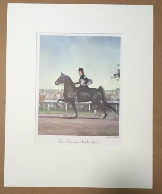 Vintage Wesley Dennis Horse Print in 16x20 Mat, "The American Saddle Horse", EUC
