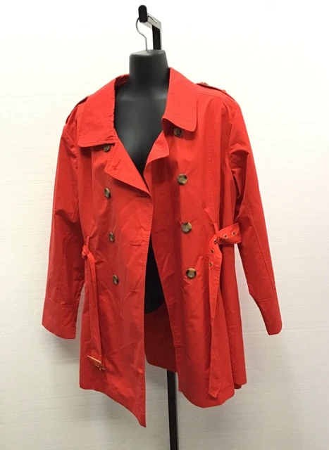 Samantha Brown Trench Coat, Women's Red Trench Coat with Belt Size 1X