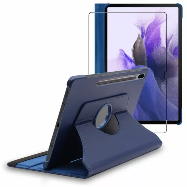 Coque Bleu Foncé + VERRE Trempé pour Samsung Galaxy Tab S7 FE T730, 5G T736B