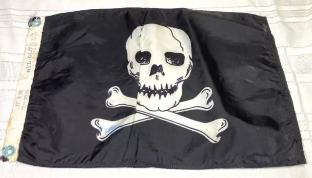 Vintage Skull And Crossbones Jolly Rogers Boat Flag Nautical Maritime