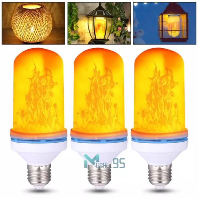 1-3 Pcs LED Flicker Flame Light Bulbs - Simulated Nature Fire Effect Lamp Decor