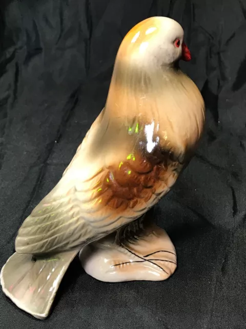 Vintage Vogeltaubenfigur Schillernd Glänzerware Glasierte Keramik Brasilien 2