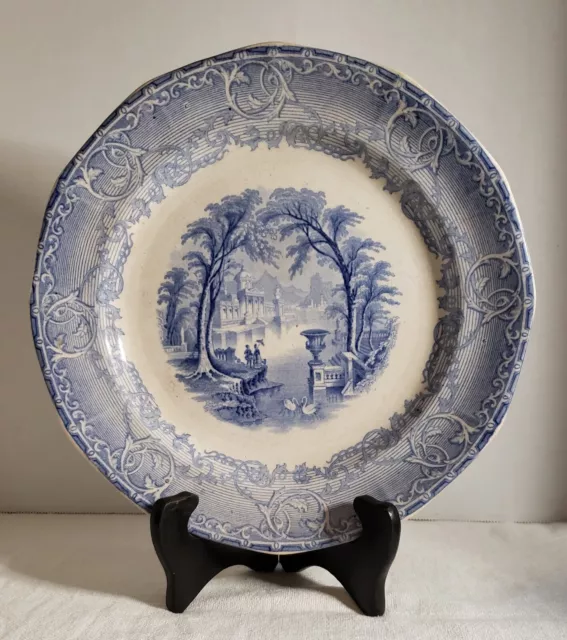 Podmore Walker "VENUS" Blue Transferware 9 3/4” Plate c.1834-56 Staffordshire